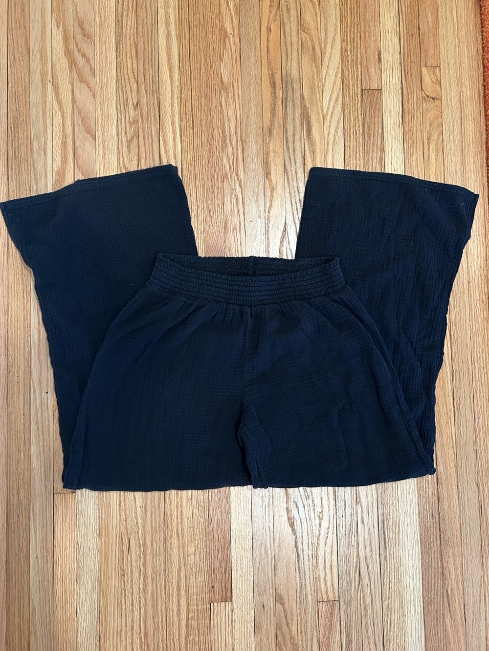 Black Wide-Leg Lounge Pants- 100% Cotton